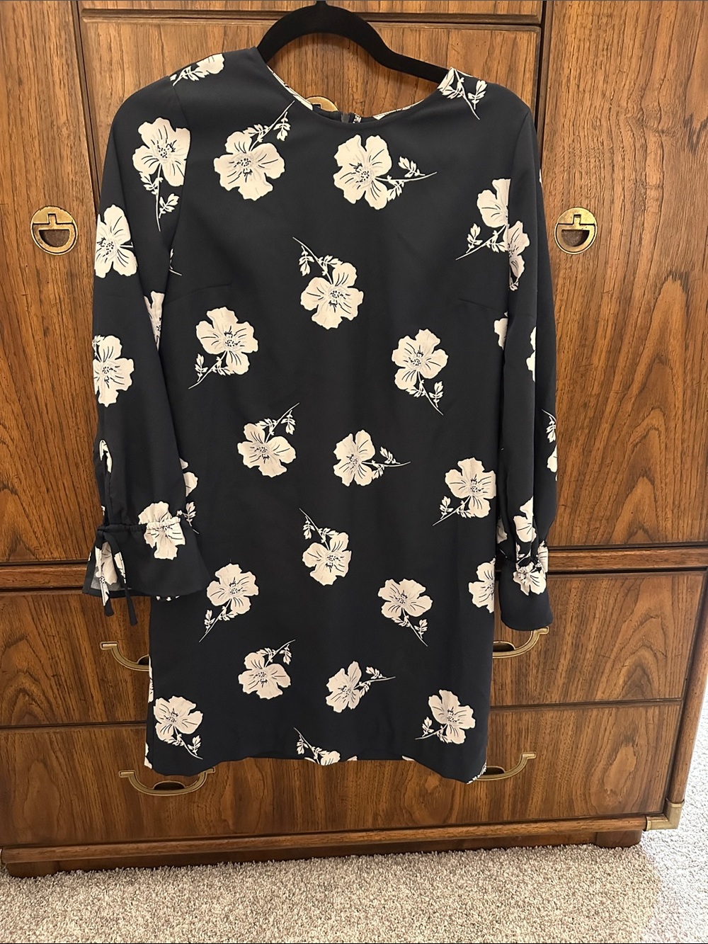 Banana Republic Navy Long-Sleeve Floral Shift Dress